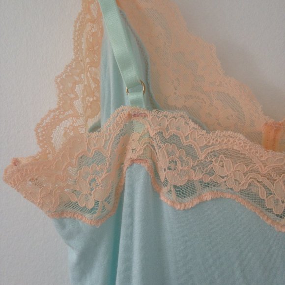 NWOT Blush Light Blue/Green Slip Dress With Lace - Picture 7 of 9